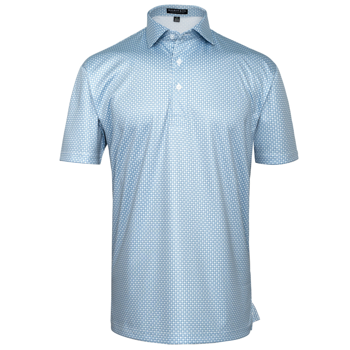 Mens Executive Collar Mist Shadow Gingham Golf Polo Shirt