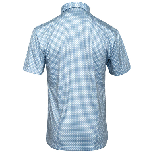 Mens Executive Collar Mist Shadow Gingham Golf Polo Shirt