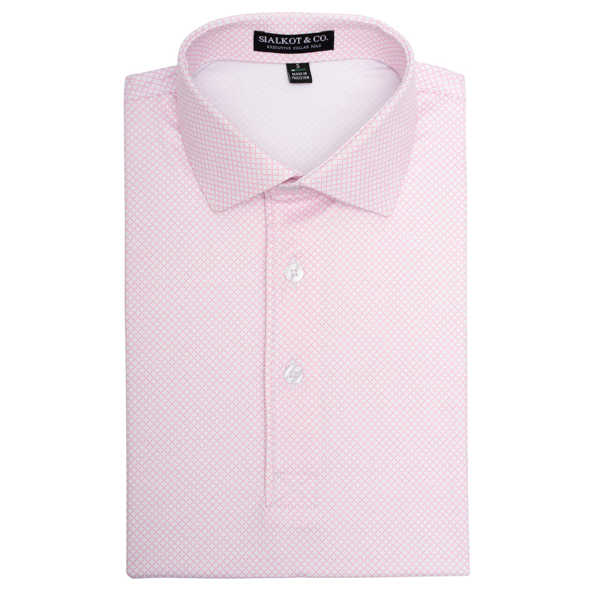 Mens Executive Collar Micro Diamond Cross Hatch Golf Polo Shirt
