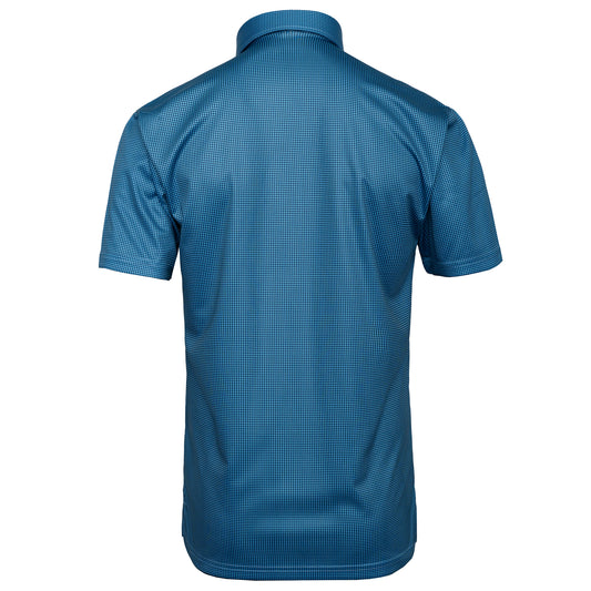 Men's Executive Collar Navy Micro Houndstooth Golf Polo Shirt