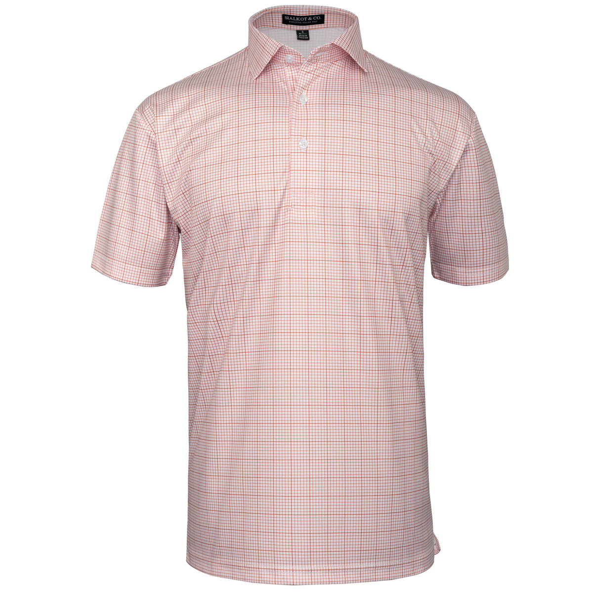 Men's Executive Collar Fine Graph Check Golf Polo Shirt.