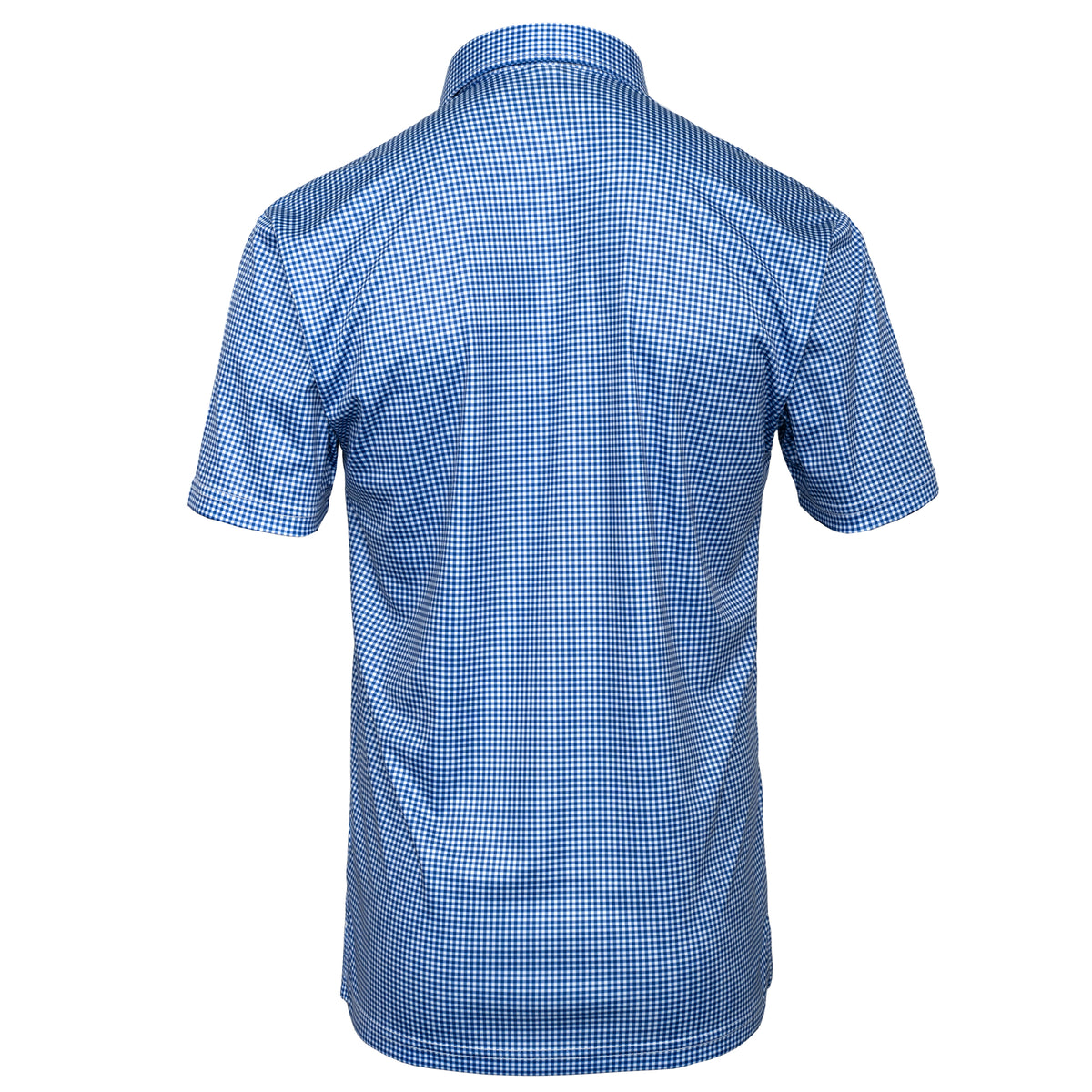 Mens Executive Collar Navy Pin Gingham Golf Polo Shirt