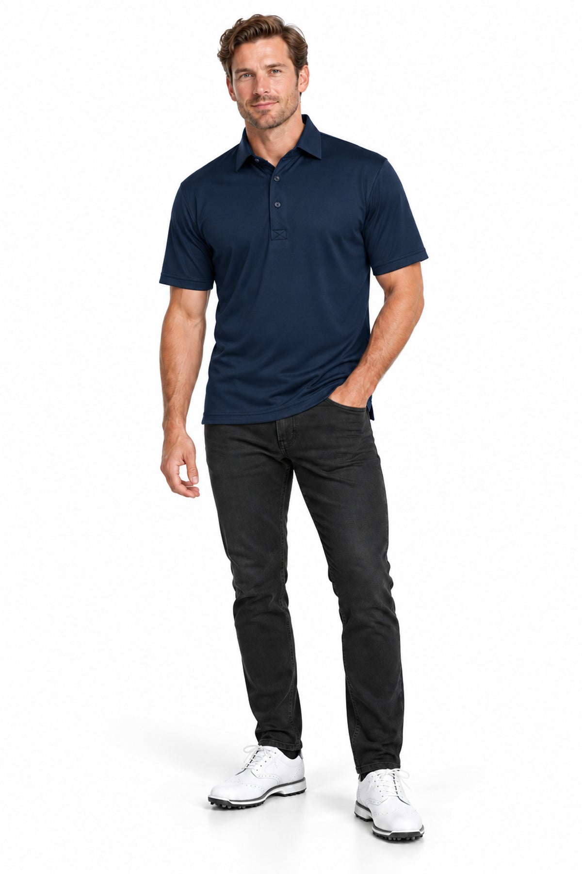 Men's Performance Collar Navy Golf Polo Shirt